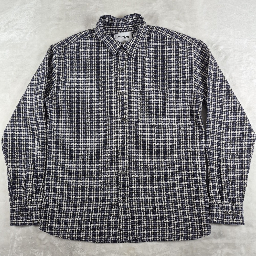 Corridor NYC Button Up Shirt Men's XL Plaid Long Sleeve Casual Comfort Woven